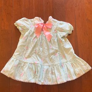 Vintage 3T Smocked Baby Blue and Pink Dress